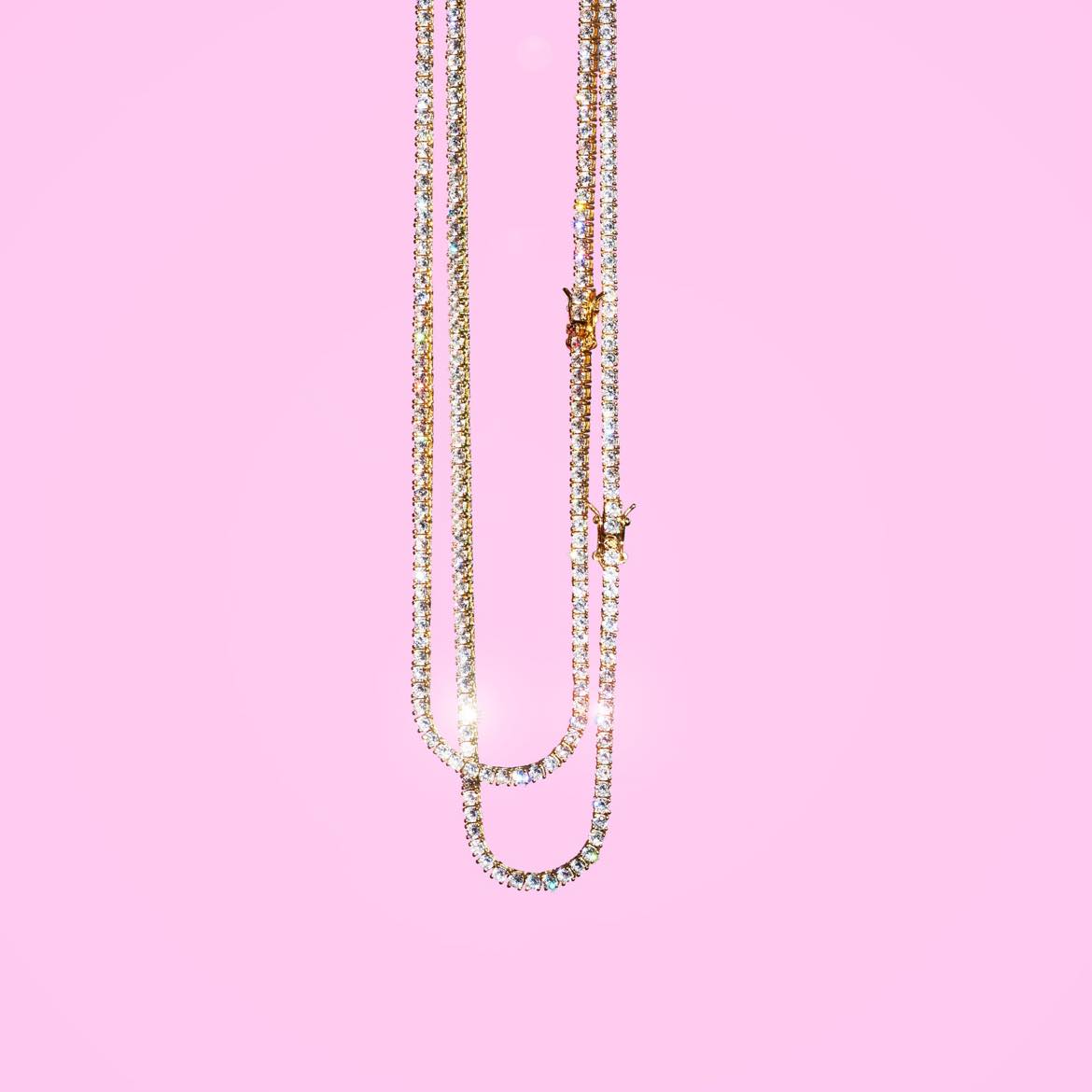 Diamond tennis necklace (gold plated)