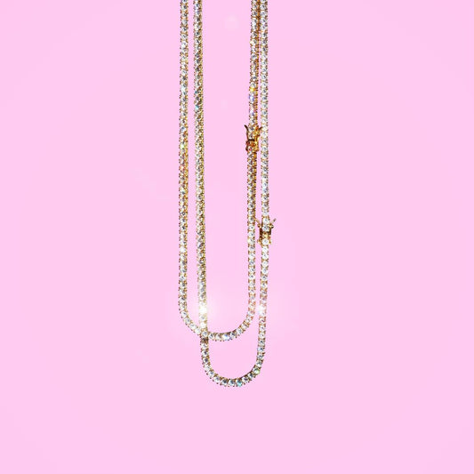 Diamond tennis necklace (gold plated)