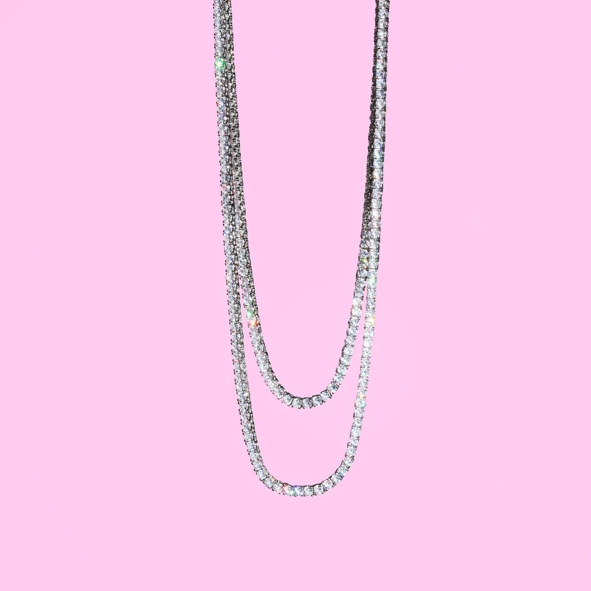 Diamond tennis necklace (sterling silver)