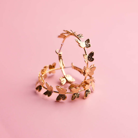 Gold butterfly hoop