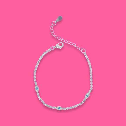 Evil eye tennis bracelet (silver)