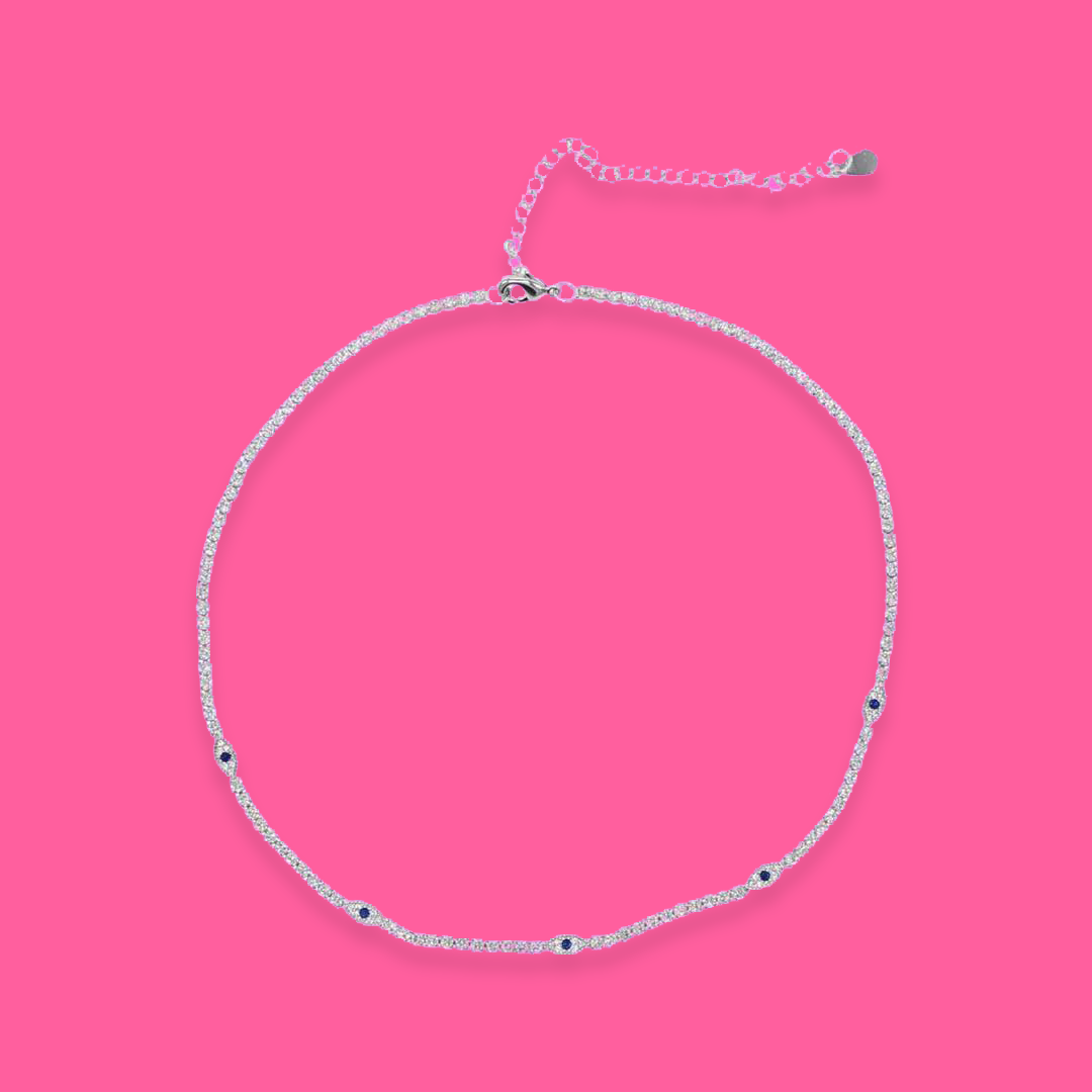 Evil Eye Diamond Choker (silver)