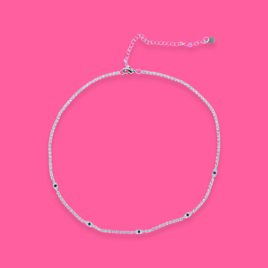 Evil Eye Diamond Choker (silver)