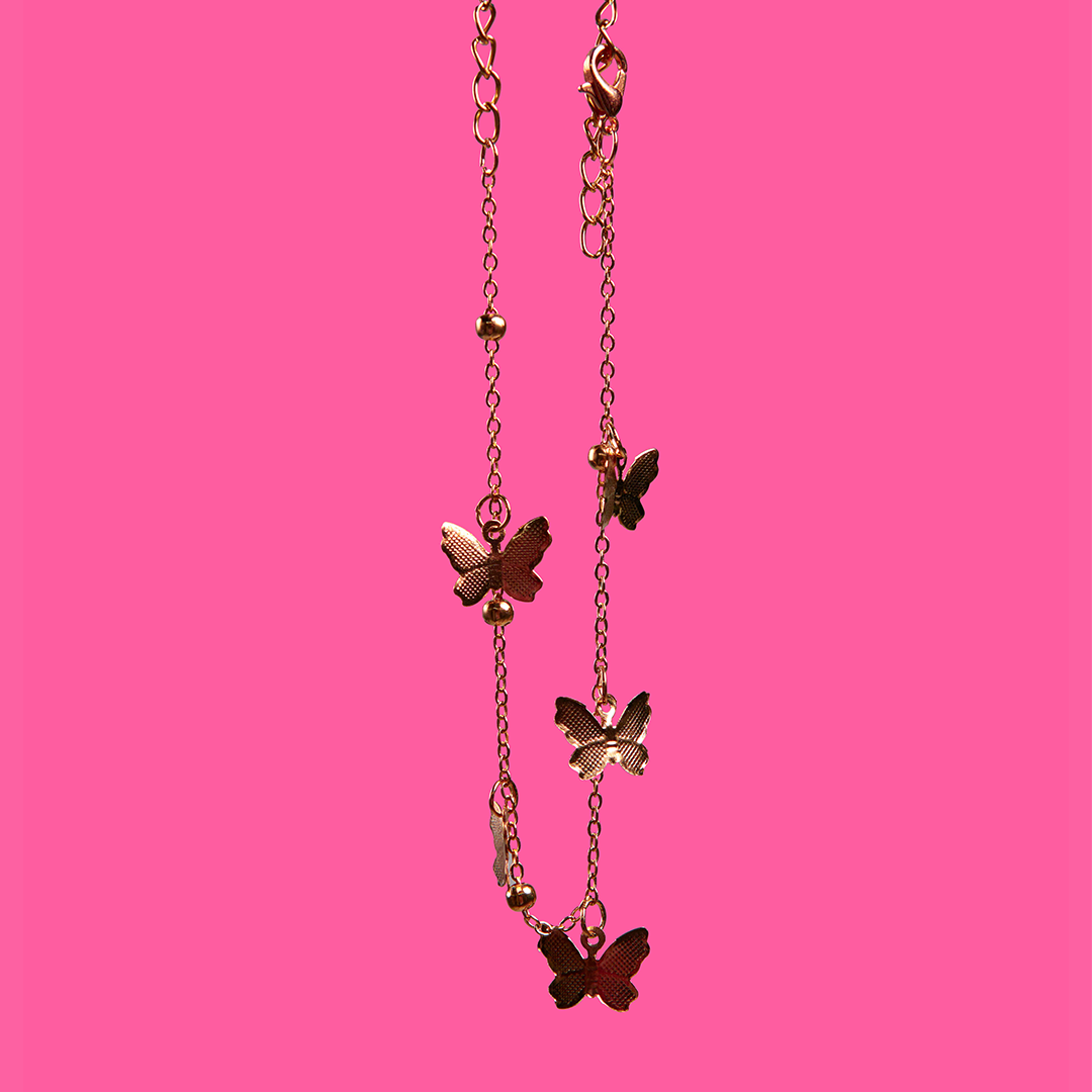 Gold butterfly anklet